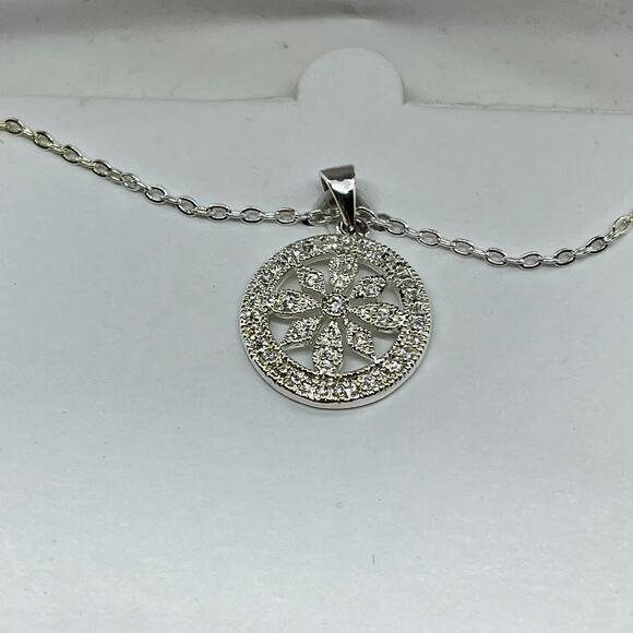 Snowflake Necklace Marked Silver Plated In Box Untested Women's Sparkling Winter - Picture 3 of 14
